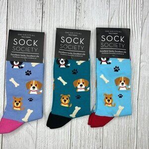 Dog Socks‎ Adult Novelty Socks 3 Pairs New One Size